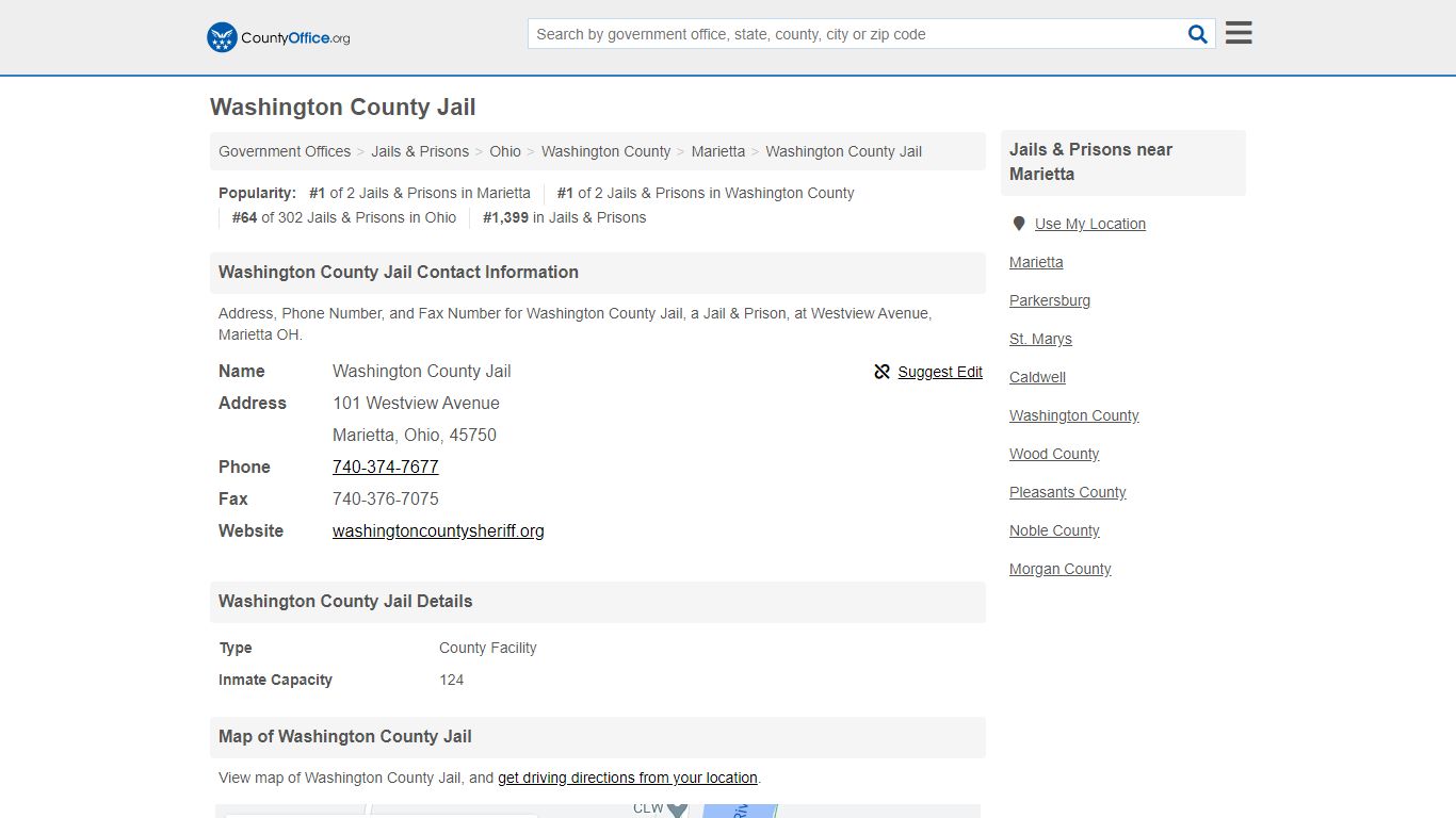 Washington County Jail - Marietta, OH (Address, Phone, and Fax)